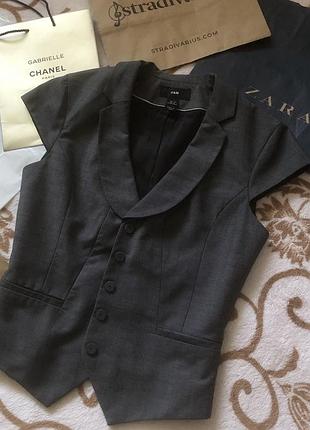 Сірий приталений піджак h&m