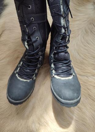 Кожаные высокие сапожки tamaris,зимние брендовые высокие ботинки Tamaris5 фото