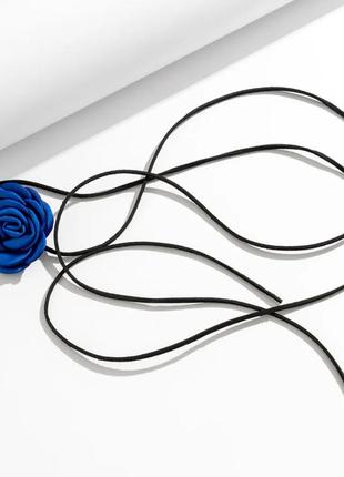 Чокер намисто з великою квіткою квітка троянда на шию  мереживне троянди на шнурку шнурок у2к y2k у стилі 90х 2000х на руку талію7 фото