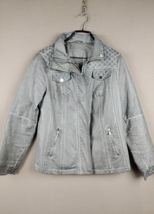 Кожаная куртка,желтого нет. экокожа,бомбер,косуха серого цвета без желтизны