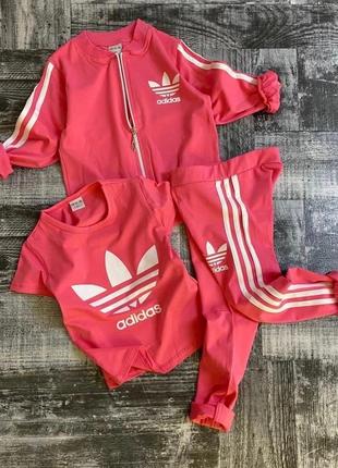 Спортивний костюм  3-ка adidas для дівчаток - лосіни ,футболка ,кофта туреччина