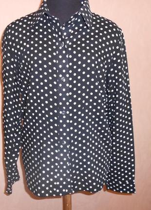 Новая черная блузка в белый горошек