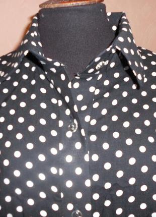 Новая черная блузка в белый горошек5 фото