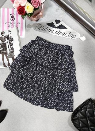 Спідниця ярусна в квіточки 42 44 юбка с рюшами распродажа розпродаж