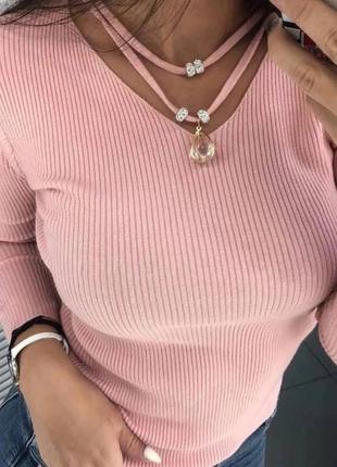 Стильна💣базова універсальна бавовняна жіноча футболка кофтинка з кулоном