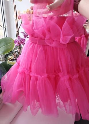 Дитяча пишна яскраво - рожева малинова сукня для дівчинки на 2 3 4 5 6 7 років 92 98 104 110 116 122  на день народження свято гості фотосесію3 фото
