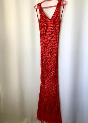 Sagaie красное шелковое платье макси с пайетками шаль выпускное вечернее платье нарядное7 фото