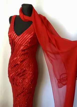 Sagaie красное шелковое платье макси с пайетками шаль выпускное вечернее платье нарядное1 фото