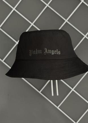 Панама черная palm angels черный лого