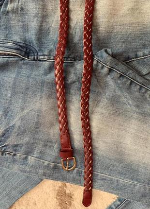 Фирменный плетеный кожаный ремень accessorize,ремешок,яркий пояс,поясок3 фото