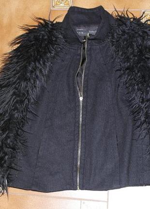 Супер пальто полупальто куртка пальто мех zara☑️2 фото