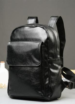 Чоловічий міський рюкзак екошкіра чорний r_1099