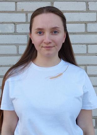 Футболка базова біла з колоском