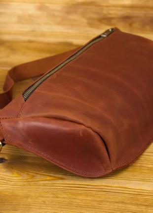 Поясная сумка классика xl, натуральная винтажная кожа, цвет коричневый3 фото