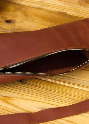 Поясная сумка классика xl, натуральная винтажная кожа, цвет коричневый4 фото
