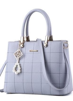 Модная женская сумка с брелком, стильная большая женская сумочка эко кожа7 фото