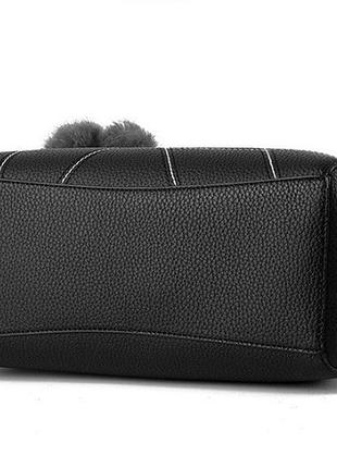 Модная женская сумка с брелком шариком, женская сумочка на плечо с меховой подвеской r 899