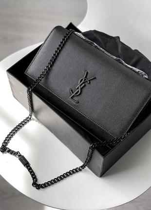 Жіноча сумка ів сен лоран чорна yves saint laurent black  натуральная шкіра