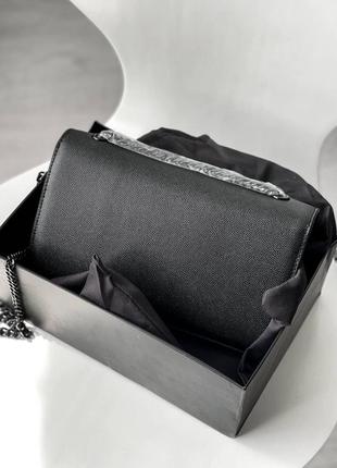 Женская сумка ив сен лоран черная yves saint laurent black натуральная кожа2 фото