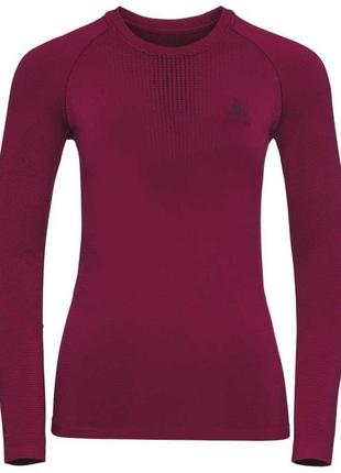 Термобілизна жіноча odlo suw top crew neck l/s performance warm cerise-chocolate розмір xs