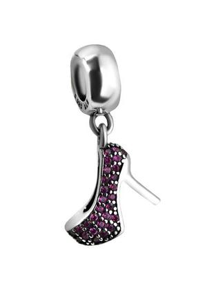 Бусина пандрова срібна туфелька р037к