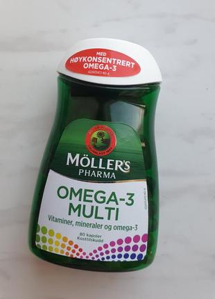 Möller's pharma omega-3 multi норвегия 80 капсул пищевая добавка      распродажа