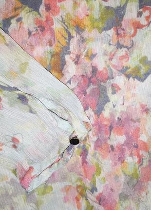 Нежная шифоновая блузка zara с оборкой в цветочный принт5 фото