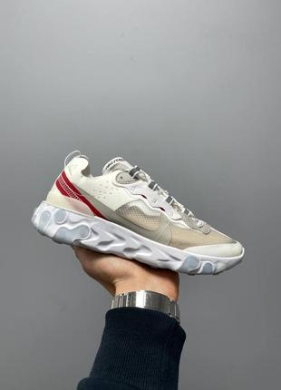 Классные лёгкие женские кроссовки nike react element 87’ white молочные с бежевым