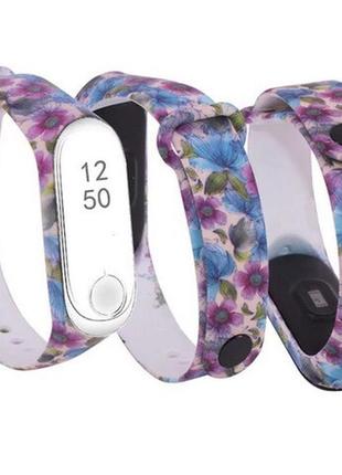 Ремінець mi band 3 мі бенд 4 красиві квіти