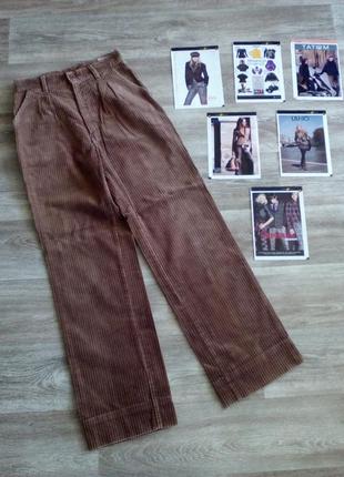Вельветовые брюки с карманами, высокая посадка  гонконг
