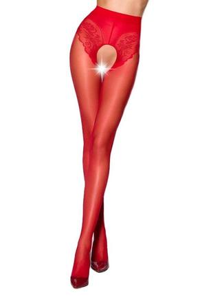 Эротические колготки tiopen 006 roso 3/4 (30 den) - passion, с вырезом, имитация трусиков