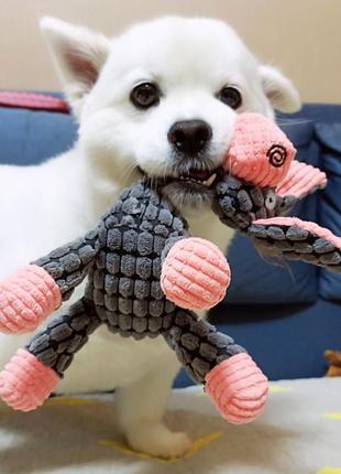 Забавная игрушка для собак ослик коричневого цвета с пищалкой2 фото