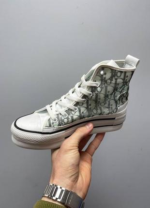 Чудові жіночі високі кеди converse chuck taylor all star x christian dior green зелені з білим3 фото