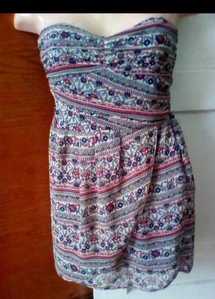 Шифоновое платье бюстье в принт . mango
