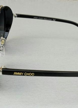 Очки женские в стиле jimmy choo солнцезащитные круглые черные4 фото