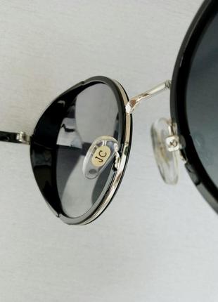 Очки женские в стиле jimmy choo солнцезащитные круглые черные7 фото