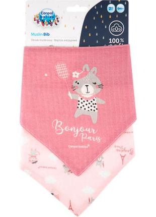 Слюнявчик canpol babies bonjour paris 2 шт розовый (26/900_pin)