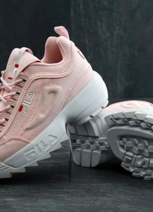 Жіночі демісезонні кросівки fila una disruptor 2 pink.