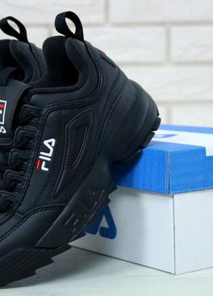 Круті стильні кросівки fila disruptor 2 black❤️36рр-45рр❤️ кросівки філа чорні, кроссовки чёрные фила2 фото