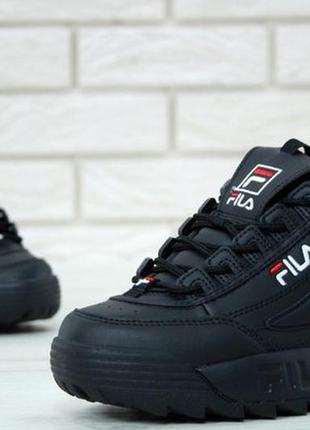 Крутые стильные кроссовки fila disruptor 2 black.3 фото