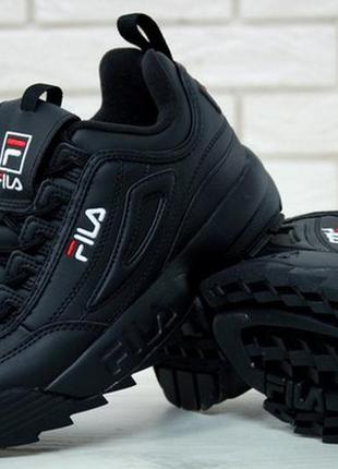 Круті стильні кросівки fila disruptor 2 black❤️36рр-45рр❤️ кросівки філа чорні, кроссовки чёрные фила