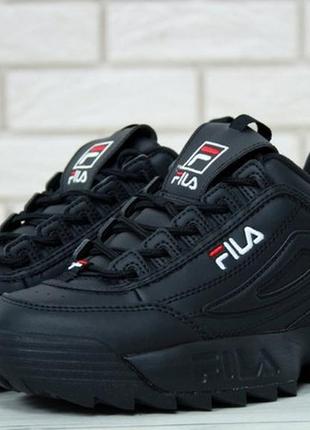 Крутые стильные кроссовки fila disruptor 2 black.4 фото