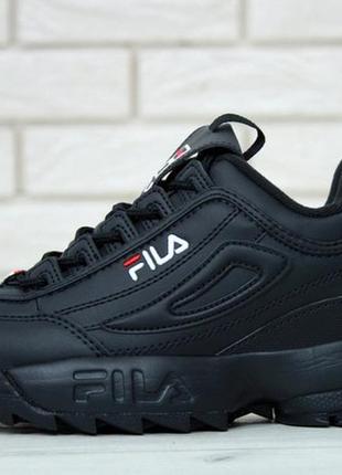 Круті стильні кросівки fila disruptor 2 black❤️36рр-45рр❤️ кросівки філа чорні, кроссовки чёрные фила7 фото