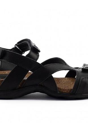 Стильные мужские сандалии черные на липучках кожаные/кожа - мужская обувь на лето3 фото