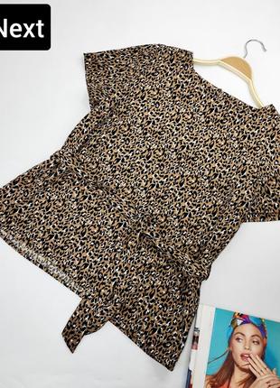 Блуза жіноча в леопардовий тваринний принт з поясом від бренду next petite m l