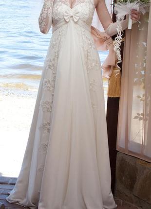 Кружевное свадебное платье в греческом стиле2 фото