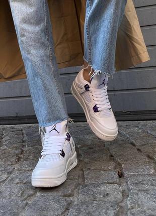 Кросівки кроси джордан jordan 4 white violet5 фото