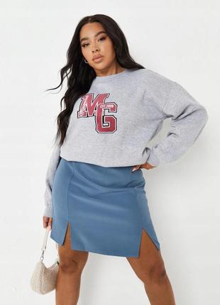 💙💛актуальная стильная короткая юбка plus size с разрезами missguided2 фото