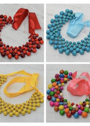 Красивое ожерелье для девочки, разные цвета, бусы до вышиванки1 фото