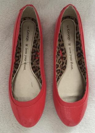 George  алые лаковые туфельки балетки, 36,5-37, /23,7-24